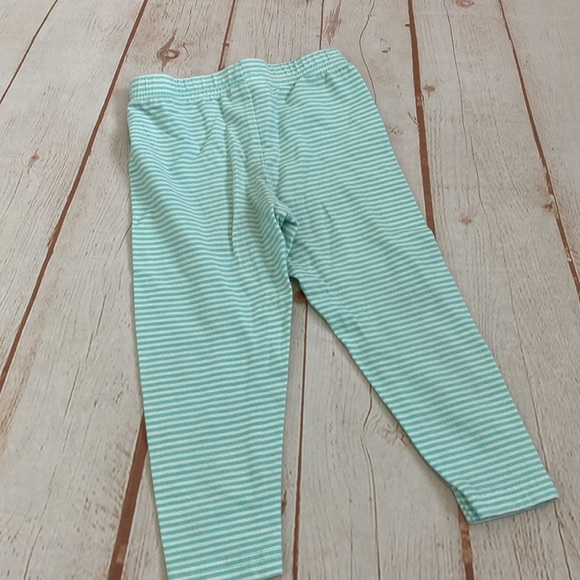 Carter's 18-Month Sea Green and White Striped Basic Leggings - Picture 3 of 4